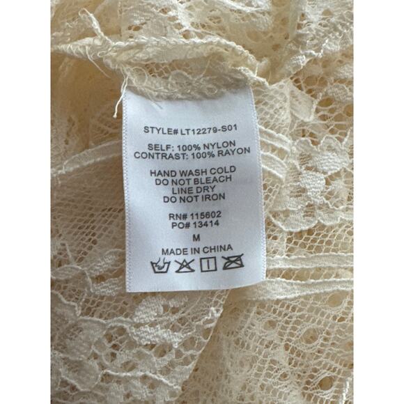 Lush Sheer Cream Lace Long Maxi Dress Womens Medium Romantic Boho Chic - Picture 6 of 6